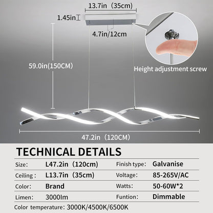 Modern Ceiling Chandelier Light, Acrylic Anti Flicker Pendant Lamp with Remote Control Dimmable 3 Color Mode & Brightness (Warm Cool Neutral Light) for Kitchen Bar