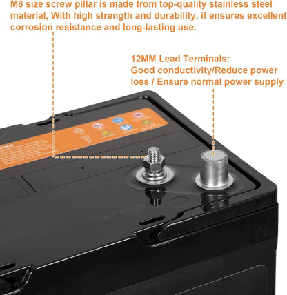 Weize Dual Purpose AGM Battery BCI Group 24M, Starter & Deep Cycle 150RC 550CCA 12V 90AH Sealed Marine & RV Battery