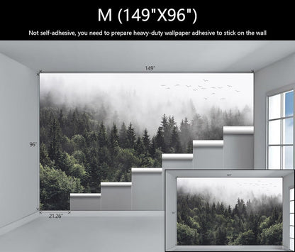 WFBHUA-Foggy Forest Woodland Wallpaper Green Nature Landscapes Wall Murals for Bedroom Living Room(Not Peel and Stick)