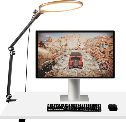 NEEWER Basics 10.5" Streaming Key Lighting, 3000-6500K 15W Full Screen LED Panel Ring Light with Adjustable Arm Stand Desk Clamp Timer for Laptop Computer Video Conference Zoom Makeup, R10