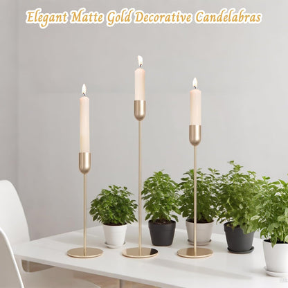 18 PCE Glod Candle Holders Set, Vintage Taper & Pillar Candle Sticks for Wedding, Dining Table, Fireplace Mantel, Elegant Home Decor, Housewarming Gift, Festive Centerpiece