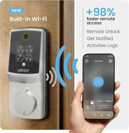 Lockly Secure Pro (Latest Version), Smart Lock with Built-in Wi-Fi, New-Gen Fingerprint Door Lock, Keyless Entry Deadbolt, PIN Genie Keypad, Auto Lock, App Remote Control, Easy Installation