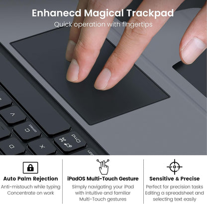 Nillkin iPad Pro 11 inch (M4, 2024) Case with Detachable Keyboard, Magic Trackpad, 7 Colors Backlit, Portrait/Landscape Modes, Rugged Keyboard Case with Camera Cover for iPad Pro 11” 5th Gen, Black