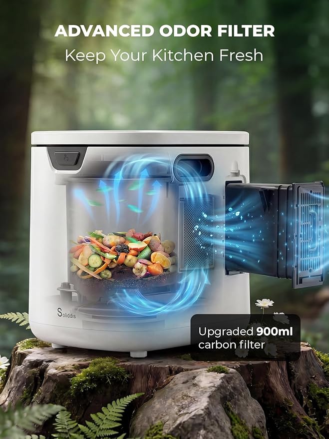 4.2L Electric Composter for Indoor Kitchen, Smart Food Waste Recycler, Turns Garbage to Compost in 4-6 Hours, Odorless Countertop Disposal with 900ML Carbon Filter & Self-Cleaning