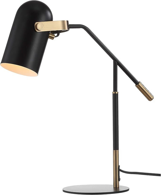 JONATHAN Y 19.25" Black/Brass Gold Edison Metal LED Task Lamp, Contemporary Industrial Adjustable Desk Lamp for Home Office, Reading, UL Listed, LED Bulb Included JYL6116A