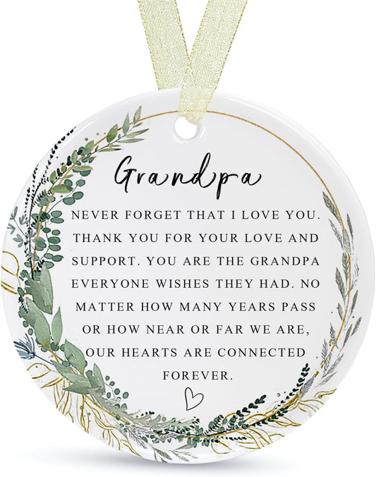 Grandpa Ornaments 2025 Grandpa Xmas Christmas Ornament Forever Ornament Best Ever Gift Double-Sided Printing Ceramic (2.9"