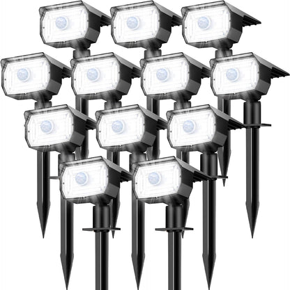 nipify Solar Spot Lights Outdoor Motion Sensor with 3 Modes, [ 12 Pack/56 LED ] Solar Spotlights Outdoor Waterproof 2-in-1 Auto On/Off Landscape Lighting for Outside Yard Wall Garden Path,Cool White