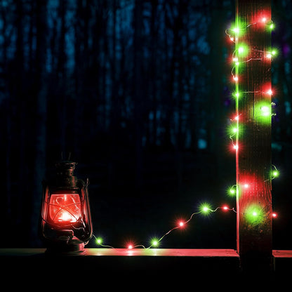 Red and Green Christmas String Lights,4 Pack Fairy Lights Battery Operated with Timer Christma Light for Outdoor/Indoor Waterproof,Twinkle Light for Bedroom Home Wedding DIY Christmas Decorations
