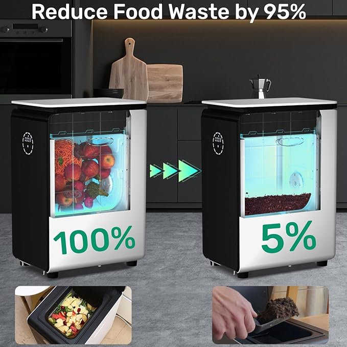 Smart 19L Electric Composter for Kitchen, Filter No Need to Change, Not Dehydration Tec, Add Waste Anytime Compost Machine, Electric Compost Bin Kitchen