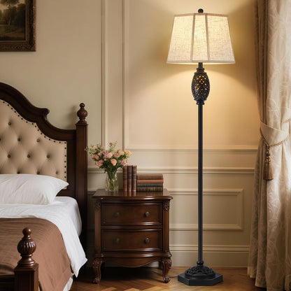 Luvkczc Vintage Floor Lamp with Cutout Design & Glowing Light - Resin Elegant Standing Lamp for Living Room, Bedroom, Office (Includes Bulb)