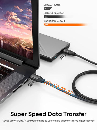 CableCreation USB C to USB A Cable 1FT 2Pack, USB-C to USB 3.1 USB 3.2 Gen2 10Gbps USB-A to C Data Cable, Android Auto Cable 3A for Type C External SSD MacBook Pro iPad S21, iPhone 15/16 Pro Max
