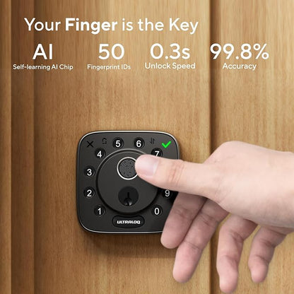 ULTRALOQ Bolt Fingerprint Smart Lock with Door Sensor, Built-in WiFi, Works with Apple Home, Alexa, Google, SmartThings, Keyless Entry Deadbolt with App, Code, Remote Control, Auto-Lock, BHMA Cert.