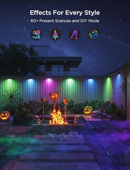 Govee Outdoor Deck Lights, Smart WiFi Outdoor Lights Work with Alexa, Google, Matter, App Control, IP65 Waterproof, Color Changing Fence Lights for Fence, Patio Decoration, Wired 18 Packs (112ft)