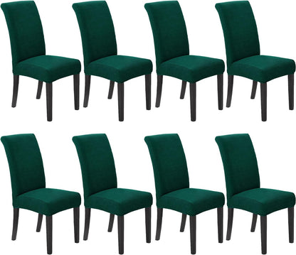 Howhic Stretch Chair Covers for Dining Room Set of 8, Removable Washable Dining Room Chair Covers, Dining Chair Slipcovers Seat Protector, Great Decor for Home and Banquet (Hunter, 8 Pack)