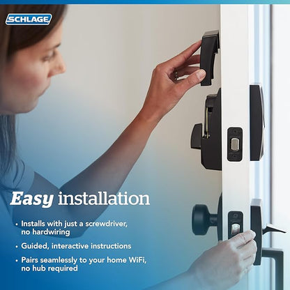 Schlage Encode Smart WiFi Deadbolt Lock for Front Door - Keyless Entry with App or Touchscreen - Works with Alexa, Hey Google, & Airbnb - Create Codes for Guests - Satin Nickel