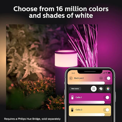Philips Hue Calla Outdoor Smart Pathway Light White & Color Ambiance LED Walkway Lights - Low Voltage Lighting Requires Bridge and Power Supply Control with App and Voice - Weatherproof (Pack of 6)