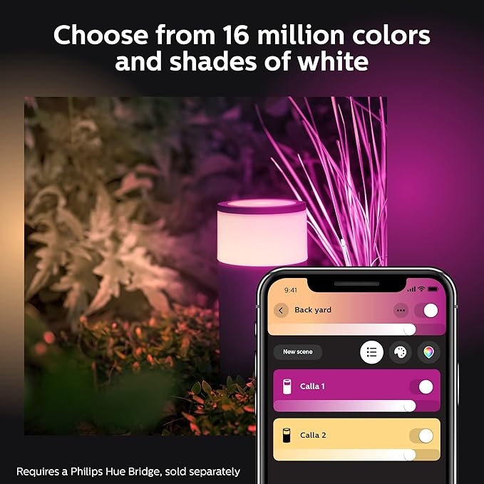 Philips Hue Calla Outdoor Smart Pathway Light, 1 Pack, White & Color Ambiance Walkway LED Lights, Weatherproof Low Voltage Lighting, Requires Bridge and Power Supply, Control with App and Voice
