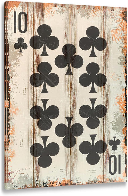 TREEPERI Poker Canvas Wall Art Print Ten of Clubs Game Room Wall Art Print Wall Decor Prints Poster With Framed