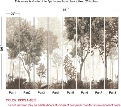 Vintage Forest Wallpaper Nature Wall Mural Wallpaper for Bedroom Living Room (Not Peel n' Stick)