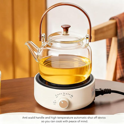 Tissting Electric Stove 500W 110V, Mini Electric Teapot Heater Stove Glass Tea Maker Hot Plates Burner Countertop Stoves for Ceramic Glass Kettle(White)