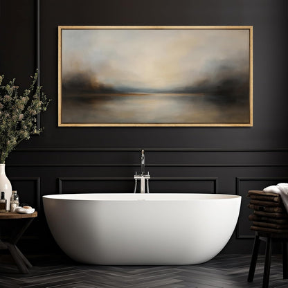 MUDECOR Extra Larg Framed Canvas Print Wall Art Abstract Landscape Neutral Tones Misty Horizon Illustrations Decorative Colorful for Bedroom - 60"x30"