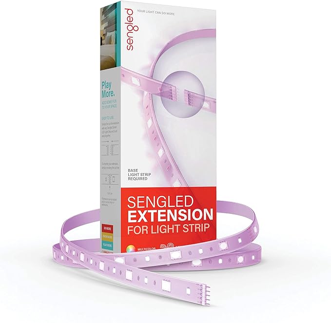 Sengled Zigbee Smart Light Strip 1m/3ft Extension No Plug, Voice Compatible with Alexa, Google Assistant and SmartThings, 2m/6.56ft Base Lightstrip Require, White