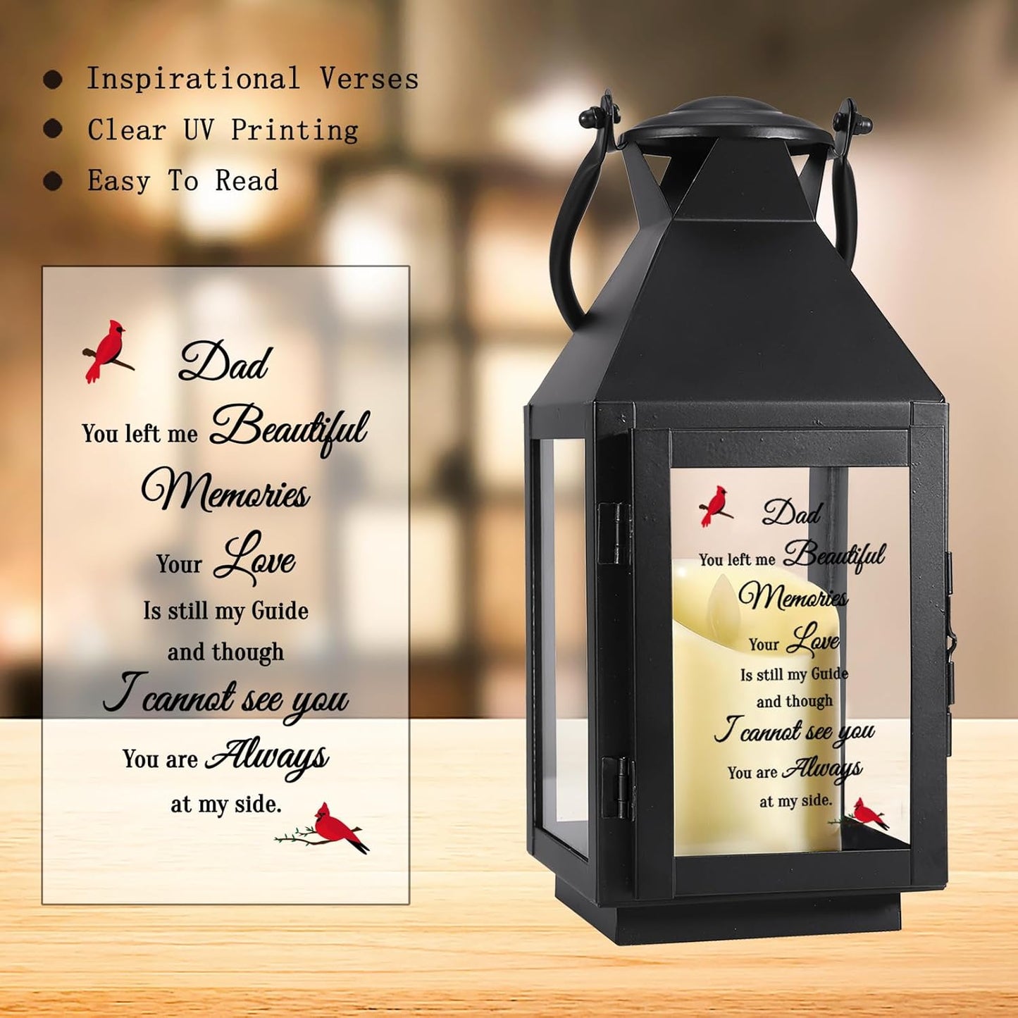 Memorial Lantern, Sympathy Gifts for Loss of Mom/Loved One, Bereavement Gifts, in Memory of Loved One Lantern,Celebration of Life, Memorial Gifts, Funeral Lantern,Dad You Left me Beautiful Memories