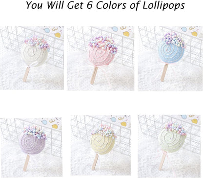 Lollipop Party Decorations Ornaments,6pcs Hanging Christmas Tree Lollipop Ornaments, Macaron Color Mini Dessert Lollipop Pendant Set for Xmas New Year Birthday Home Party Supplies (Lollipop)