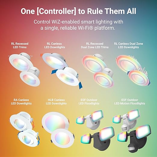 HALO Pure Smart Battery-Powered Multi-Functional Control Switch – Wirelessly Control Smart Lighting Connected by WiZ, CWR-TW-Scene-WH