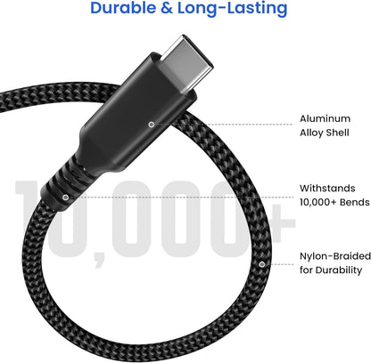 Elebase USB Type C to C 100W Cable 10FT with USB Adapter,Fast Charging PD Charger Cord for iPhone 16 15 Pro Max Plus,Samsung Galaxy S23 S24,Car Play,MacBook Mac,iPad 9 10,Z Flip Fold 4 5,Ultra,A53 A54