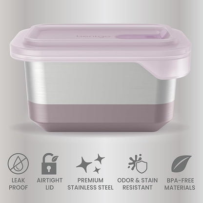 Bentgo MicroSteel Heat & Eat Container – Microwave-Safe, Leak-Proof & Airtight, Easy-to-Clean Lightweight Stainless Steel Reusable Food Storage with Silicone Lid (Lunch Size; 3-Cup Capacity; Dusk)