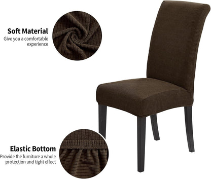 Joccun Chair Covers for Dining Room Set of 2,Dining Chair Slipcovers Stretch Dining Room Chair Covers Seat Protector,Washable Parsons Chair Cover for Home,Banquet(Seal Brown,2 Pack)