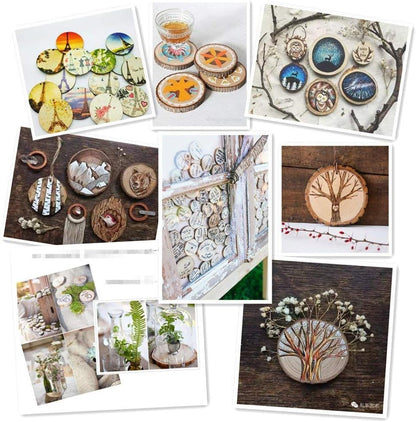 Natural Wood Slices TICIOSH 50 Pcs 2.4-2.8 inches Craft Unfinished Wood kit Predrilled with Hole Wooden Circles for DIY Crafts Wedding Decorations Christmas Ornaments Arts Wood Slices