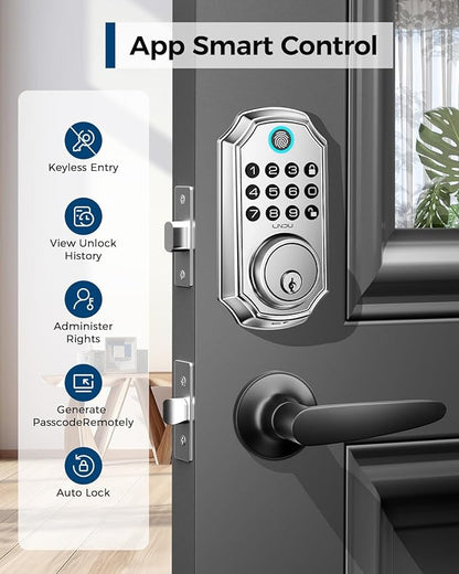 Keyless Entry Door Lock, Smart Deadbolt Lock with Handleset D180 & D280 (Fingerprint & Leveler)