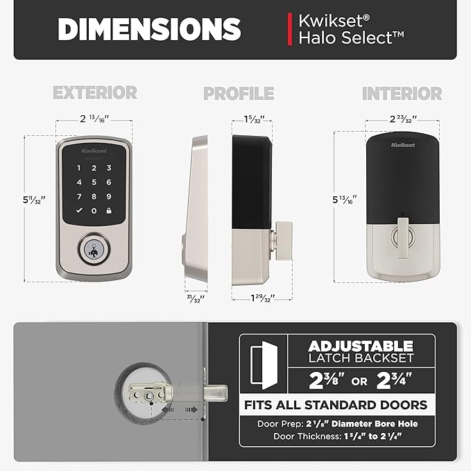 Kwikset Aura Reach Smart Lock Matter Over Thread and Bluetooth Enabled Keyless Entry Door Lock Deadbolt, BHMA Certified, Proximity Wakeup, Geofence Auto-Unlock Matte Black