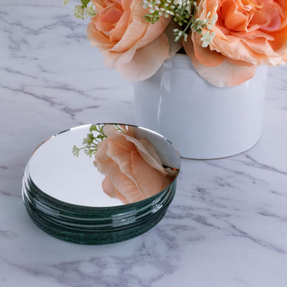 Super Z Outlet Round 4" Inch Glass Mirror Tiles Circles for DIY Arts & Crafts Projects, Traveling, Framing, Mosaic, Decoration (50 Pack)