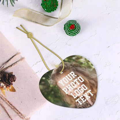 Custom Unique Photo Christmas Ornaments Personalized Family Xmas Tree Ornament with Your Picture and Text 2022 Round Ornament, Decoration Gift (Love)