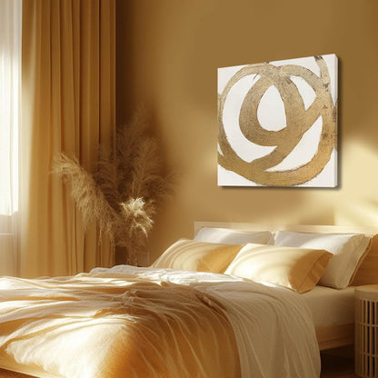 CHUDANHAO Contemporary Neutral Artwork Line Wall Hangings Decor Gold Wall Paintings 28"x28" Decoration for Bedroom Wall Office Decor