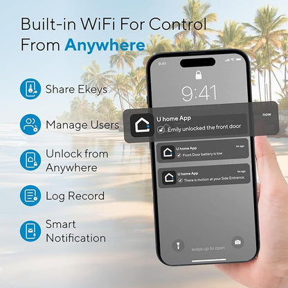 ULTRALOQ Bolt Fingerprint Smart Lock with Door Sensor, Built-in WiFi, Works with Apple Home, Alexa, Google, SmartThings, Keyless Entry Deadbolt with App, Code, Remote Control, Auto-Lock, BHMA Cert.