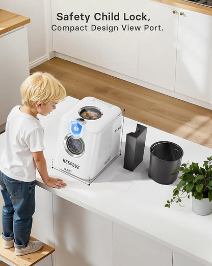 1 Gallon Eectric Kitchen Composter, Smart Mill Food Recycler with Large Touch Screen, Compost Bin Indoor with 4 Sharktooth Blades, 0.5kWh Per Cycle Energy-efficient, Odorless, Low Noise, Auto-Cleaning
