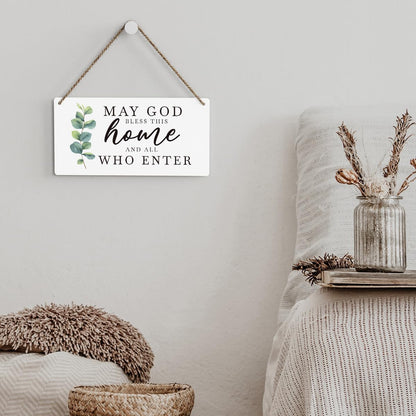 SENJIAN Christian Home Decor, Bless This Home Wall Decor, Modern Farmhouse Sign Scripture Printed Wood Sign Wall Art Religious Decoration for Office Bathroom Bedroom