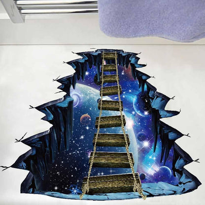 Quanhaigou Blue Galaxy Bridge Wall Sticker,3D Outer Space Decorations Decal for Home Decor Kids Bedroom Large