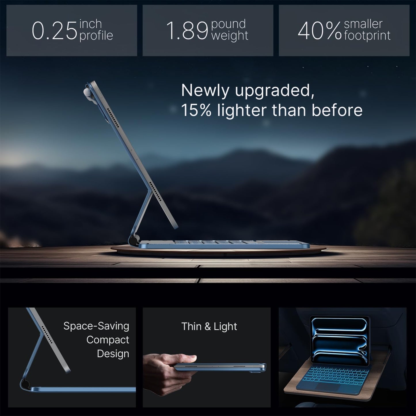 typecase Keyboard Case for iPad Pro 13-inch (M4)2024,Magic Keyboard with 11 Colors Backlight for iPad Pro 13,Keyboard Case with Pencil Holder,Multi-Touch Trackpad,Easy-Set Magnetic Stand(Pacific Blue)