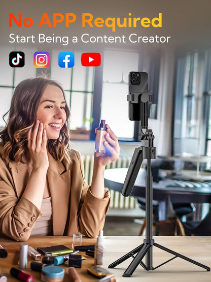 70” Auto Face Tracking Tripod, Extendable 360° Rotation Phone Tripod for iPhone and Android, Selfie Stick for iPhone w/Remote Control,Phone Holder Video Recording for TikTok(UTK-01)