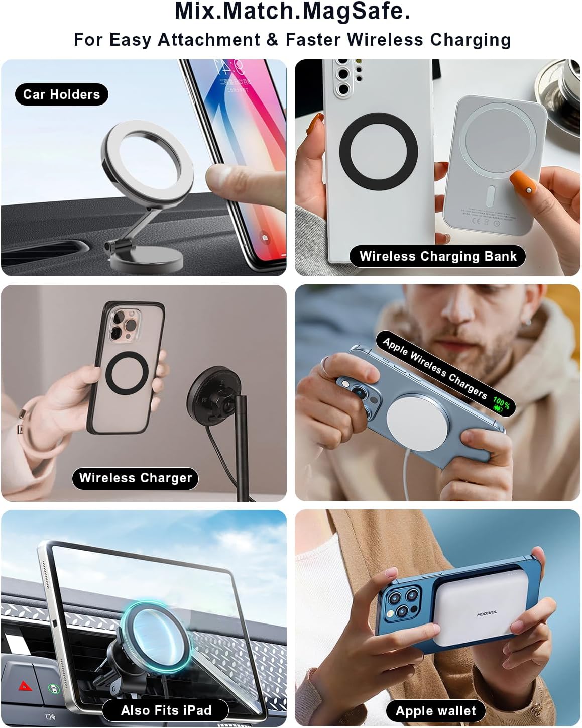 Magnetic Adapter Ring, Compatible with Kindle Pop Socket Magnetic,for Magsafe Accessories & Wireless Charging for iPhone 16/15/14/13/12 Mini Plus Pro Max/Pixel 8/ S24 Ultra/ S23 and More