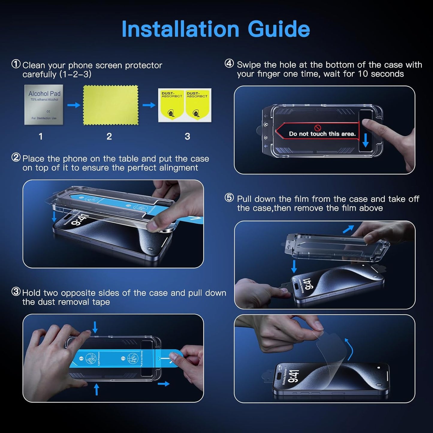 Uyiton Anti-Blue Light for iPhone 14 Screen Protector - Unbreak-Glass Easy to Install Full Coverage Case Friendly Scratch Resistance 9H Tempered Glass Screen Protector for iPhone 14, 2 Pack