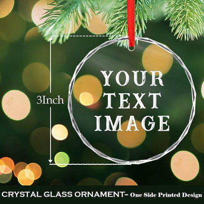 Personalized Christmas Ornaments - Custom Picture & Text Ornaments for Christmas 2024, Baby's 1st Christmas Ornament with Picture for Xmas Tree Custom Gifts for Family, Mom, Dad, Friend (Glass)