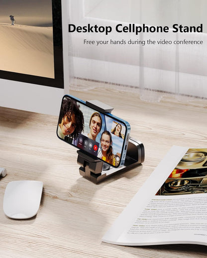 MiiKARE Airplane Travel Essentials Phone Holder, Universal Handsfree Phone Mount for Flying with 360 Degree Rotation, Accessory for Airplane, Travel Must Haves Phone Stand for Desk, Black&Black&Black