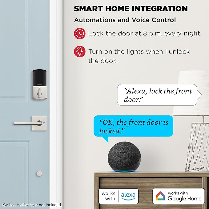 Kwikset Halo Wi-Fi Smart Lock, Keyless Entry Door Deadbolt, Geofence Auto-Unlock, Grade AAA Certified, No Hub Required Easy Install, Satin Nickel Lifetime Finish Warranty, Touchscreen