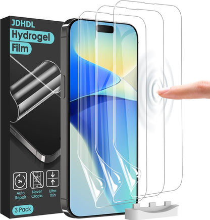 3 Pack Flexible Film Screen Protector for iPhone 16, Non-breakable Soft TPU Hydrogel Film for iPhone 16 Screen Protector Film (NOT Glass)